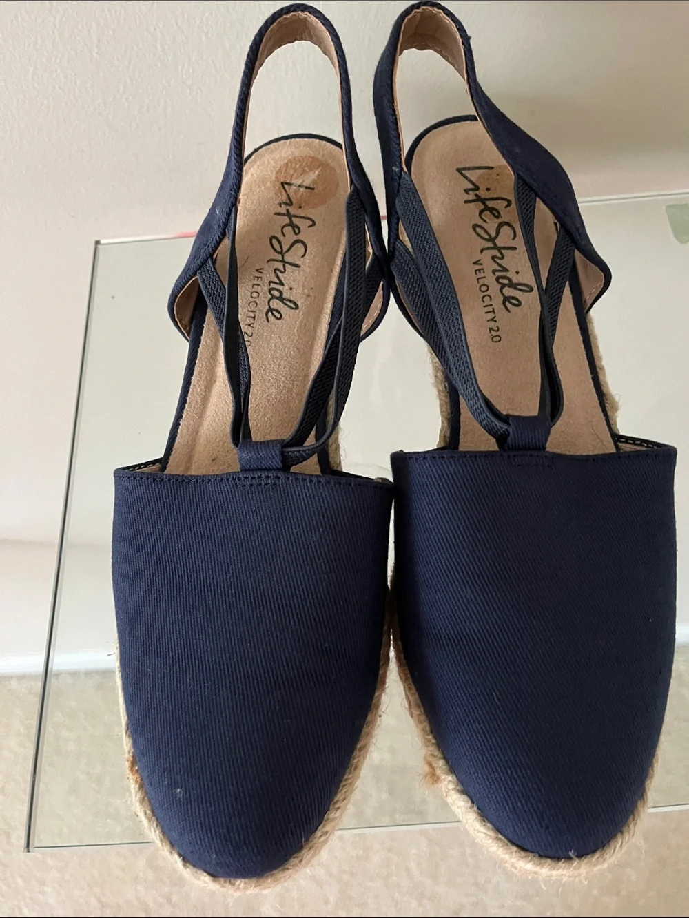 Life Stride Navy Canvas Espadrille Slingbacks